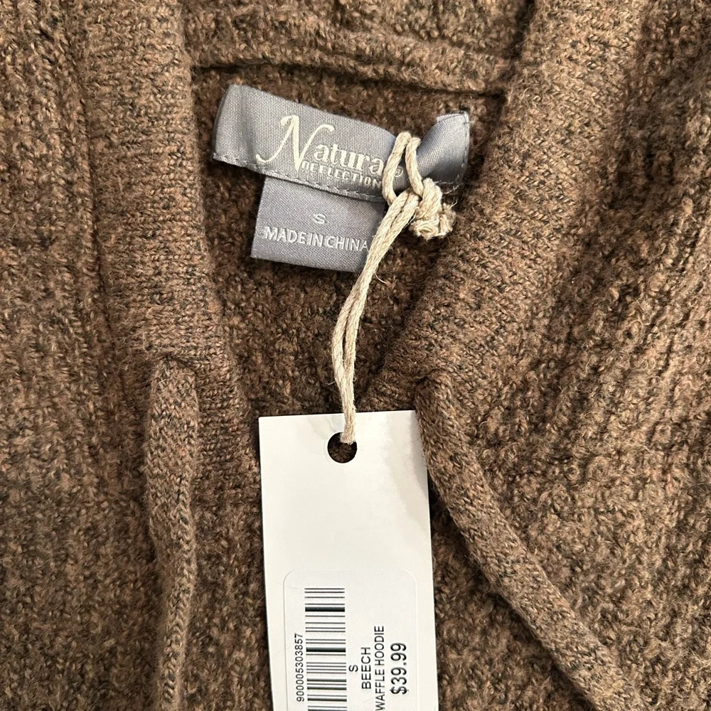 Natural‎ Reflections Waffle Long-Sleeve Hoodie for Ladies Small. NWT.